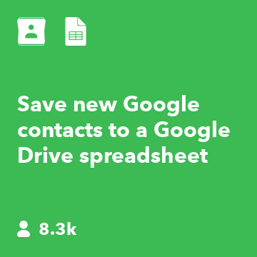 Save new Google contacts to a Google Drive spreadsheet 