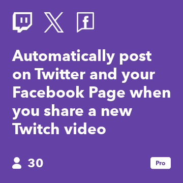Automatically post on Twitter and your Facebook Page when you share a new Twitch video