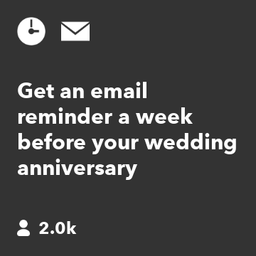 Get an email reminder a week before your wedding anniversary